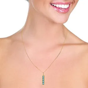 2.25 Carat 14K Solid Yellow Gold Unbound Blue Topaz Necklace