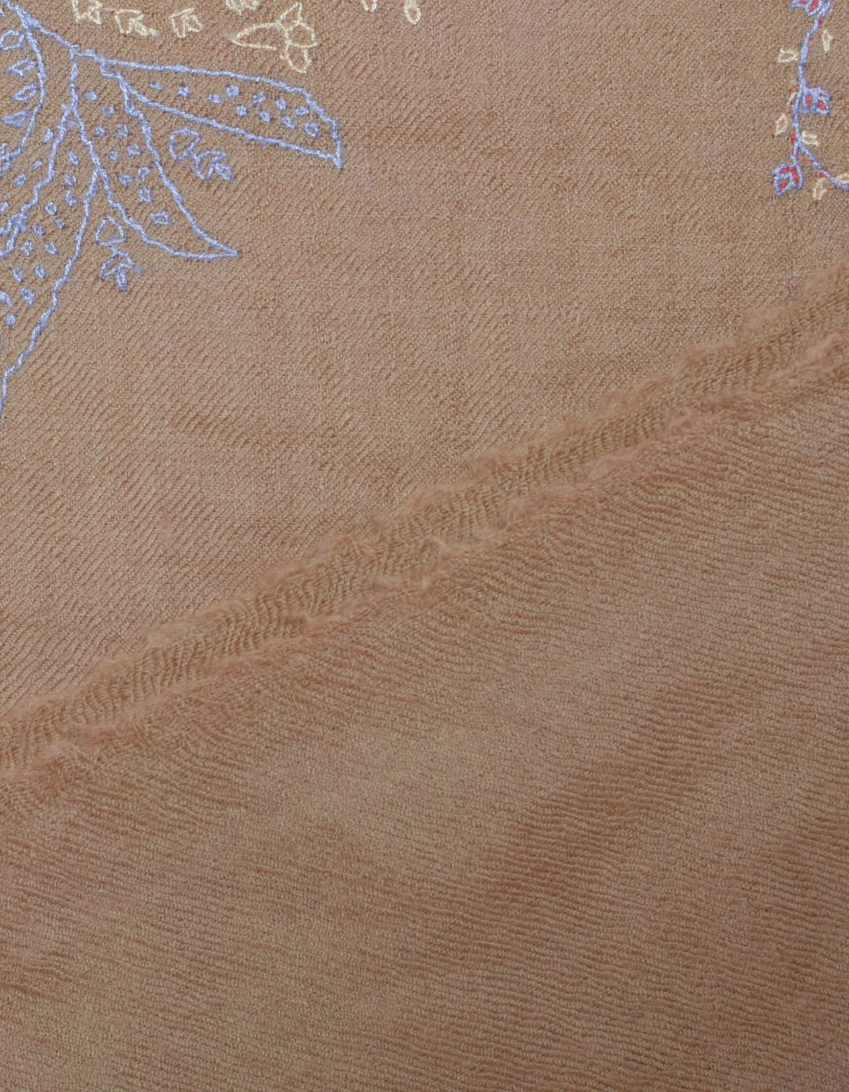 Autumn Brown Handwoven Paisley Embroidered Cashmere Pashmina Stole