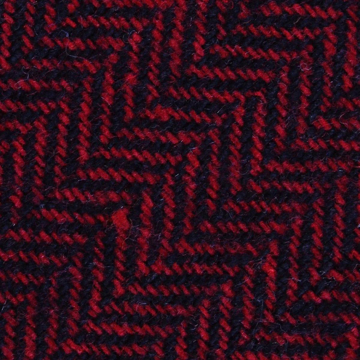 Black & Red Herringbone Wool Diamond Self Bow Tie