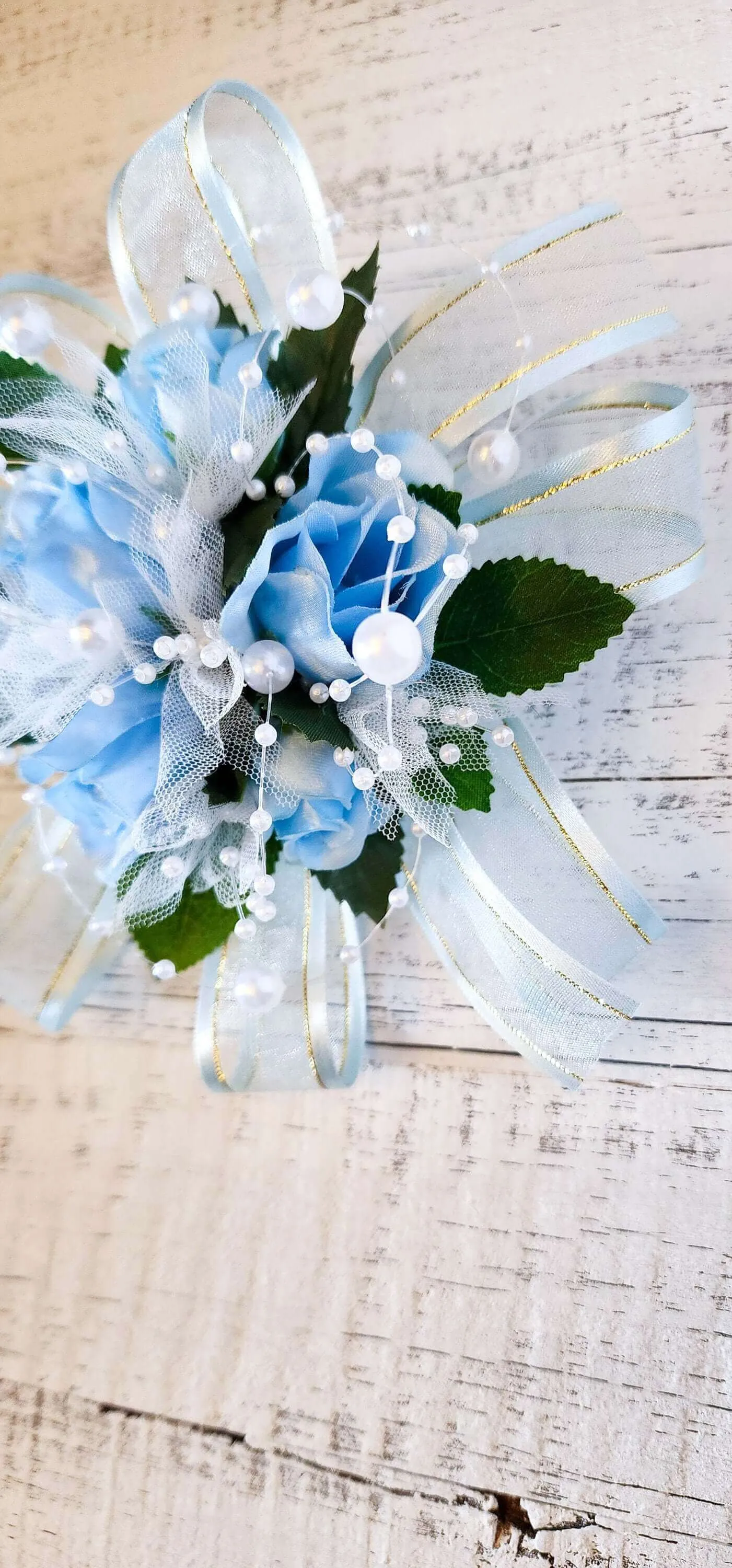 Blue Silk Corsage Bracelet for Prom, Formal Events and Weddings, Mother's Day Gift, Gift For Her, Bridesmaid Corsages