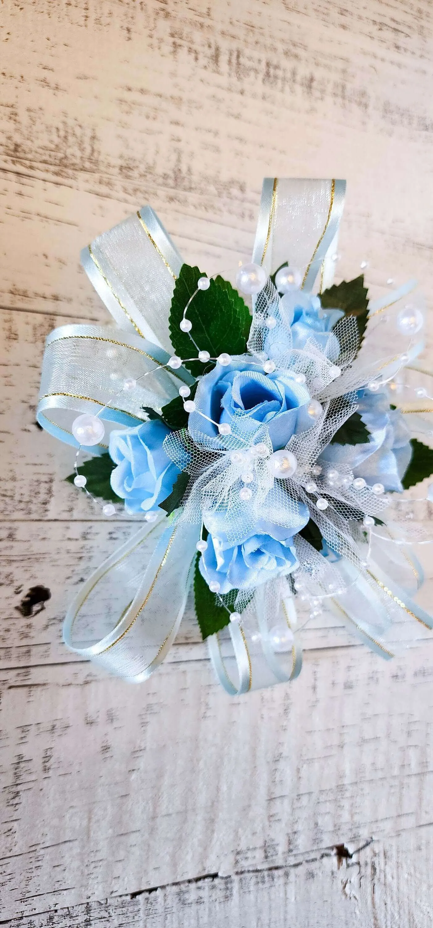 Blue Silk Corsage Bracelet for Prom, Formal Events and Weddings, Mother's Day Gift, Gift For Her, Bridesmaid Corsages