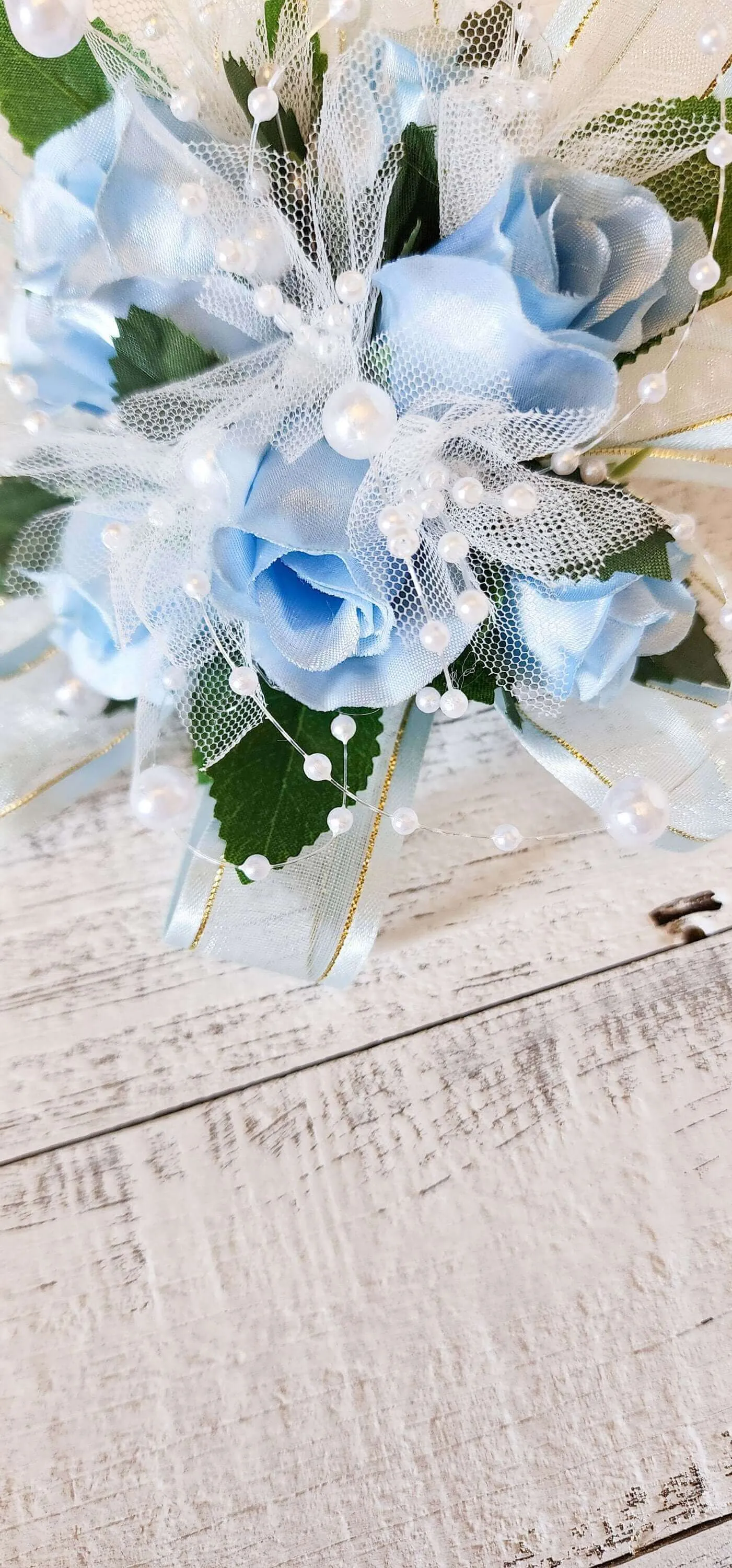 Blue Silk Corsage Bracelet for Prom, Formal Events and Weddings, Mother's Day Gift, Gift For Her, Bridesmaid Corsages