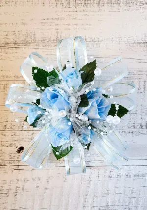 Blue Silk Corsage Bracelet for Prom, Formal Events and Weddings, Mother's Day Gift, Gift For Her, Bridesmaid Corsages