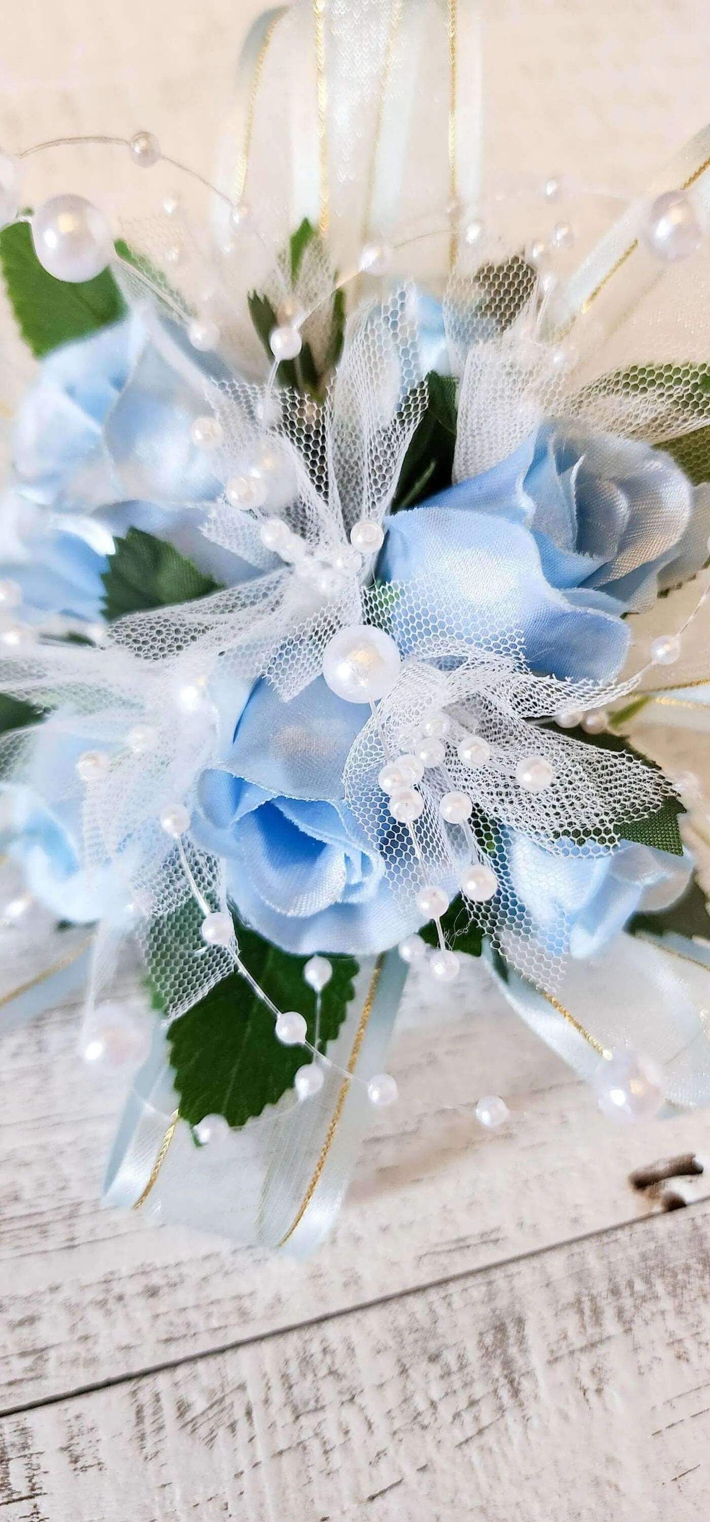Blue Silk Corsage Bracelet for Prom, Formal Events and Weddings, Mother's Day Gift, Gift For Her, Bridesmaid Corsages