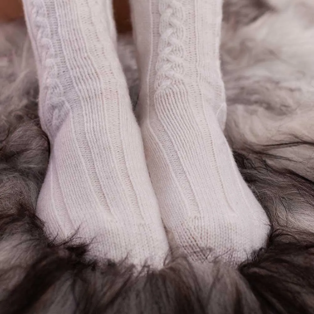 Cashmere Bed Socks Cream 4-7
