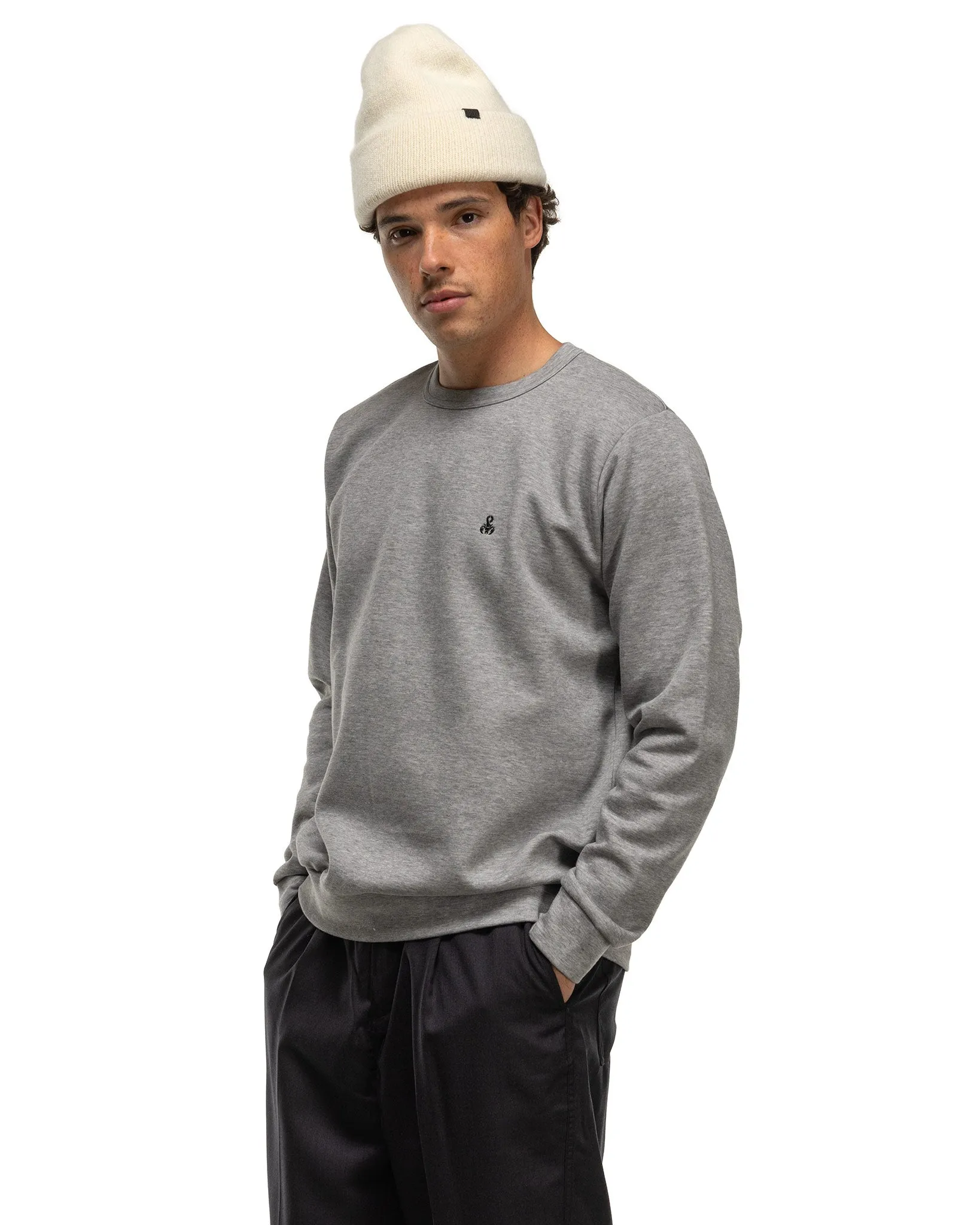 Compact Double Knit Crewneck Top Gray