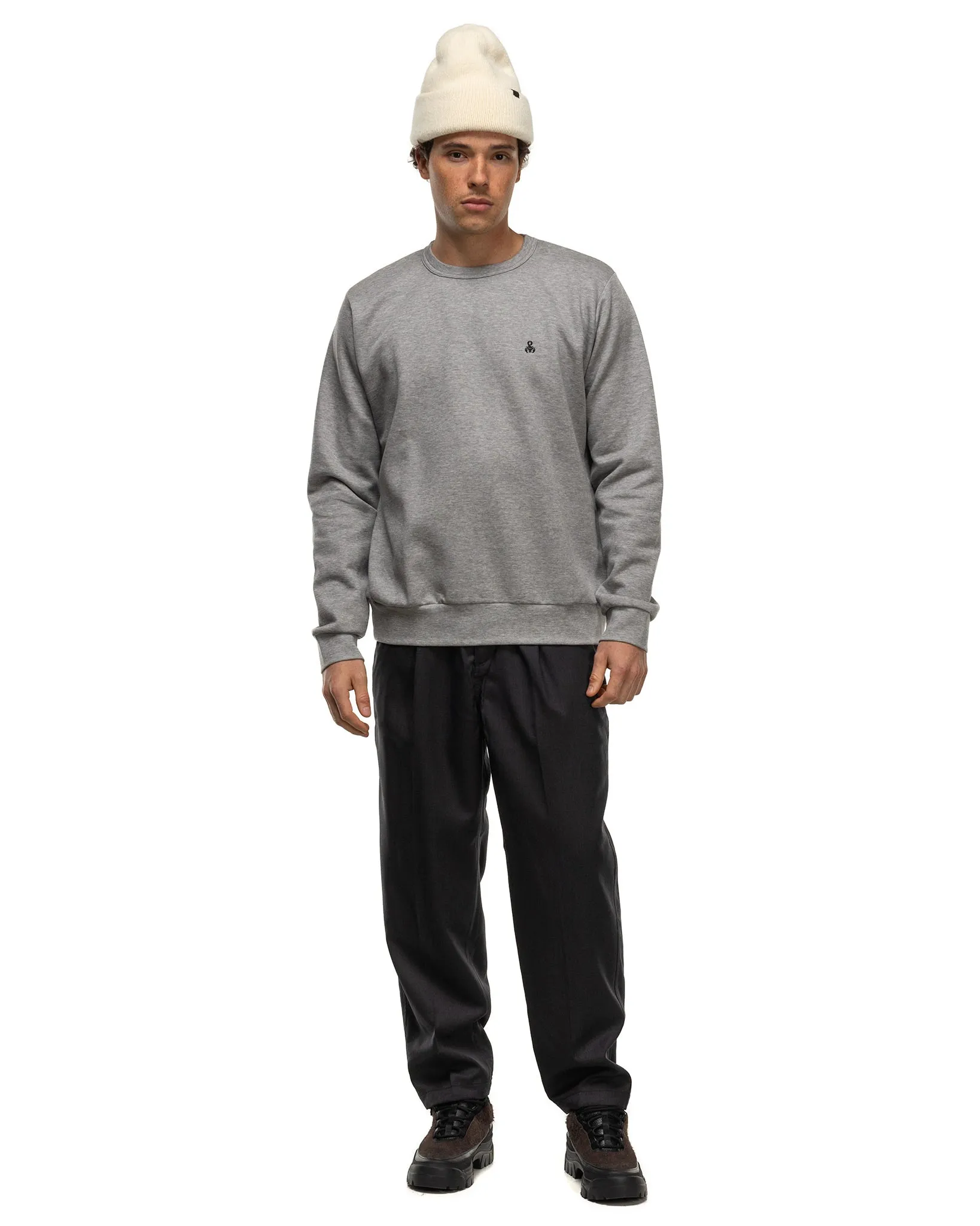 Compact Double Knit Crewneck Top Gray