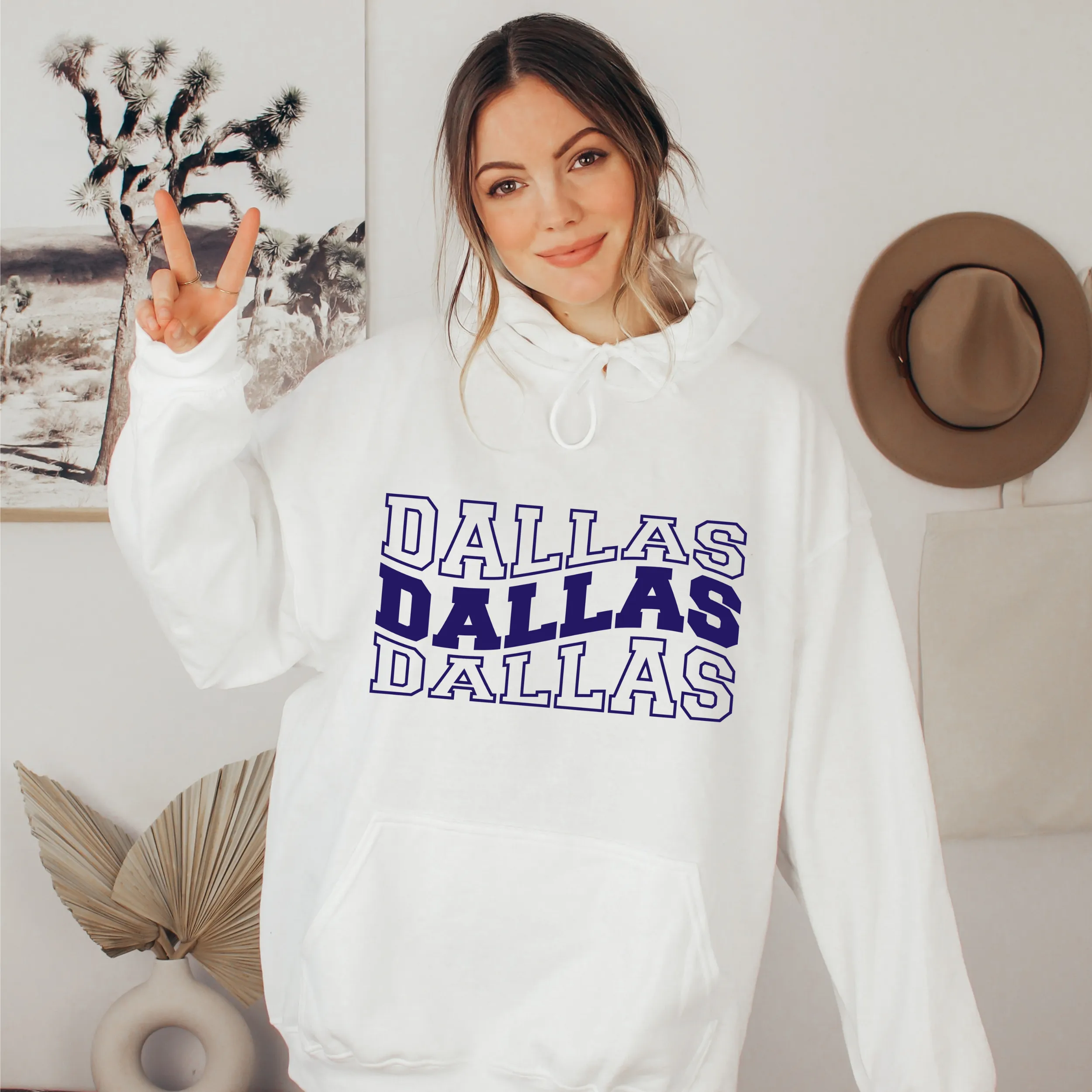 Dallas Football Crewneck Sweatshirt or Hooded Sweatshirt Hoodie Unisex-Sized Sweatshirt or Hoodie in White or Grey
