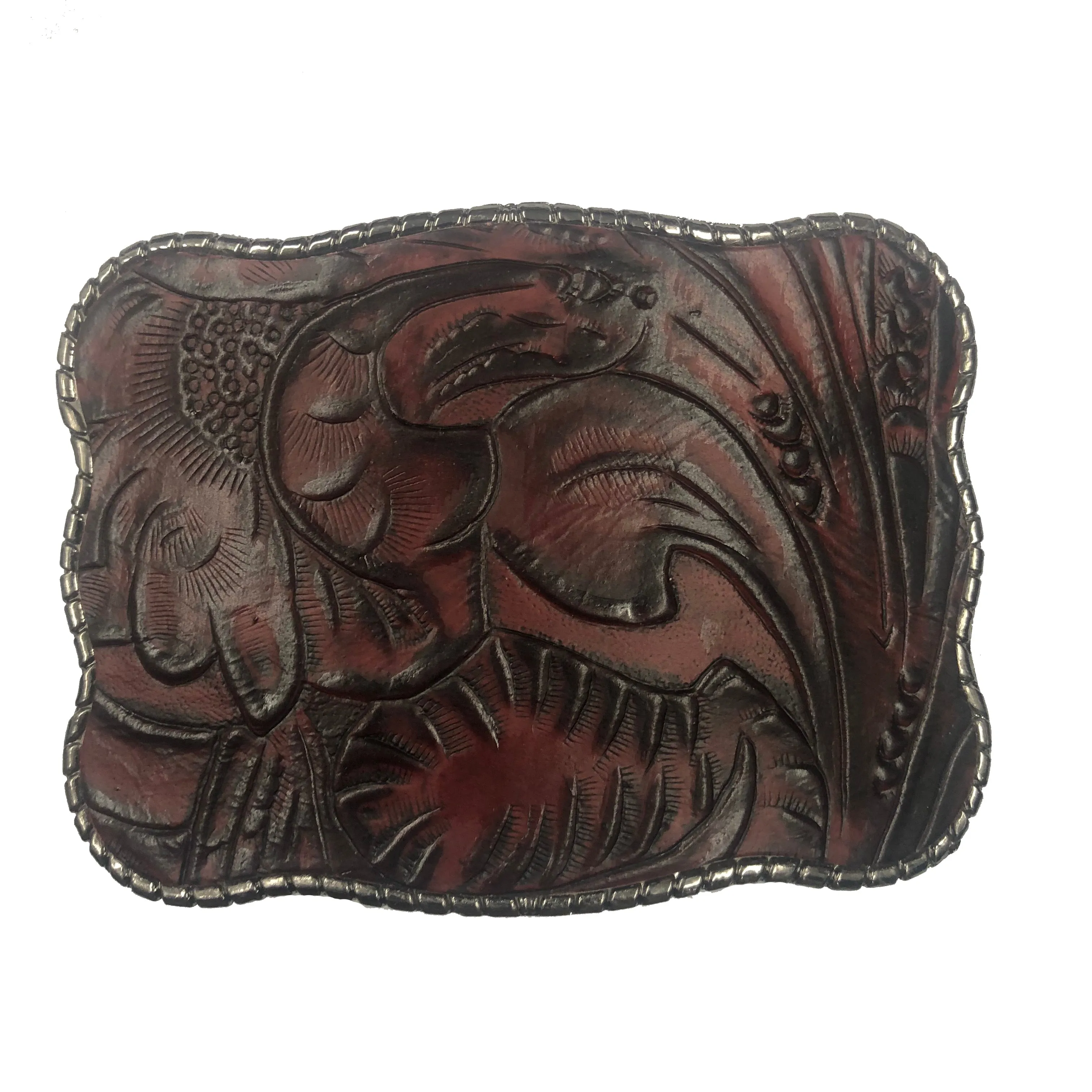 Dark Red Embossed Leather