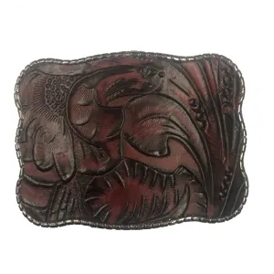 Dark Red Embossed Leather
