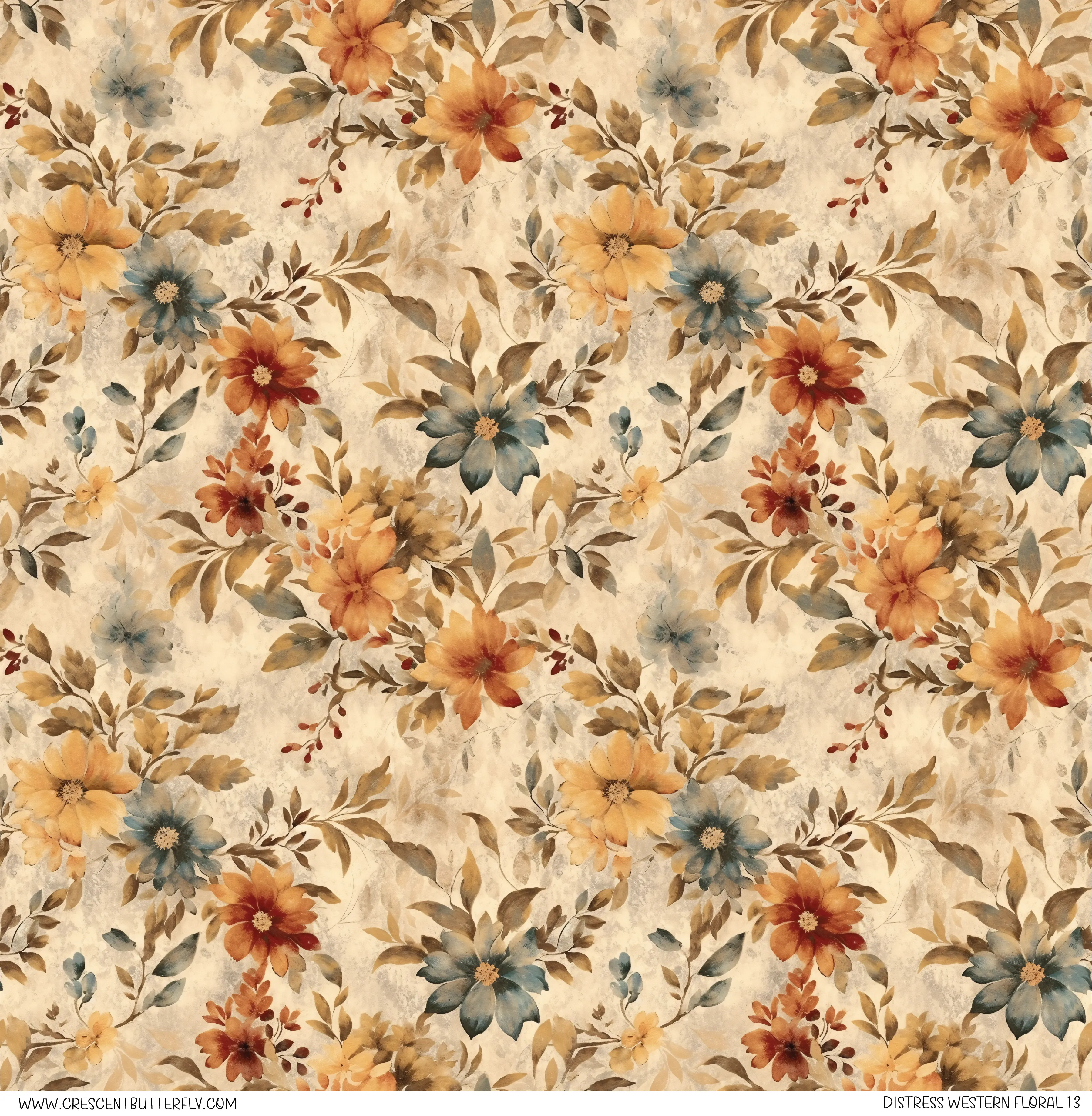 Distress Western Floral 13 Printed Vinyl Sheet/Wrap