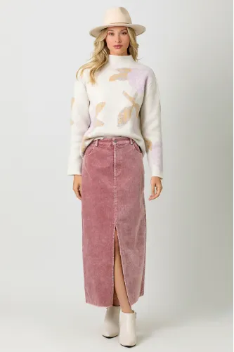 Floral Print Funnel Neck Sweater