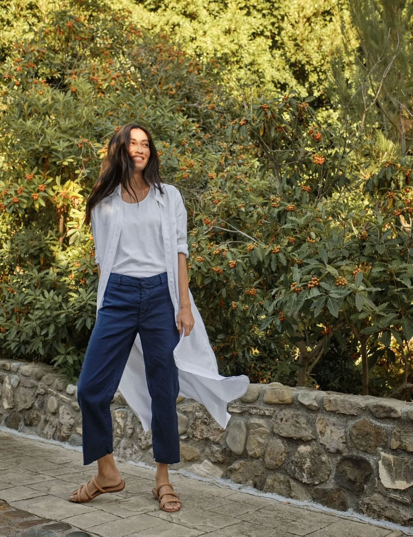 Frank & Eileen - Rory Woven Long Dress in White Lived in Linen
