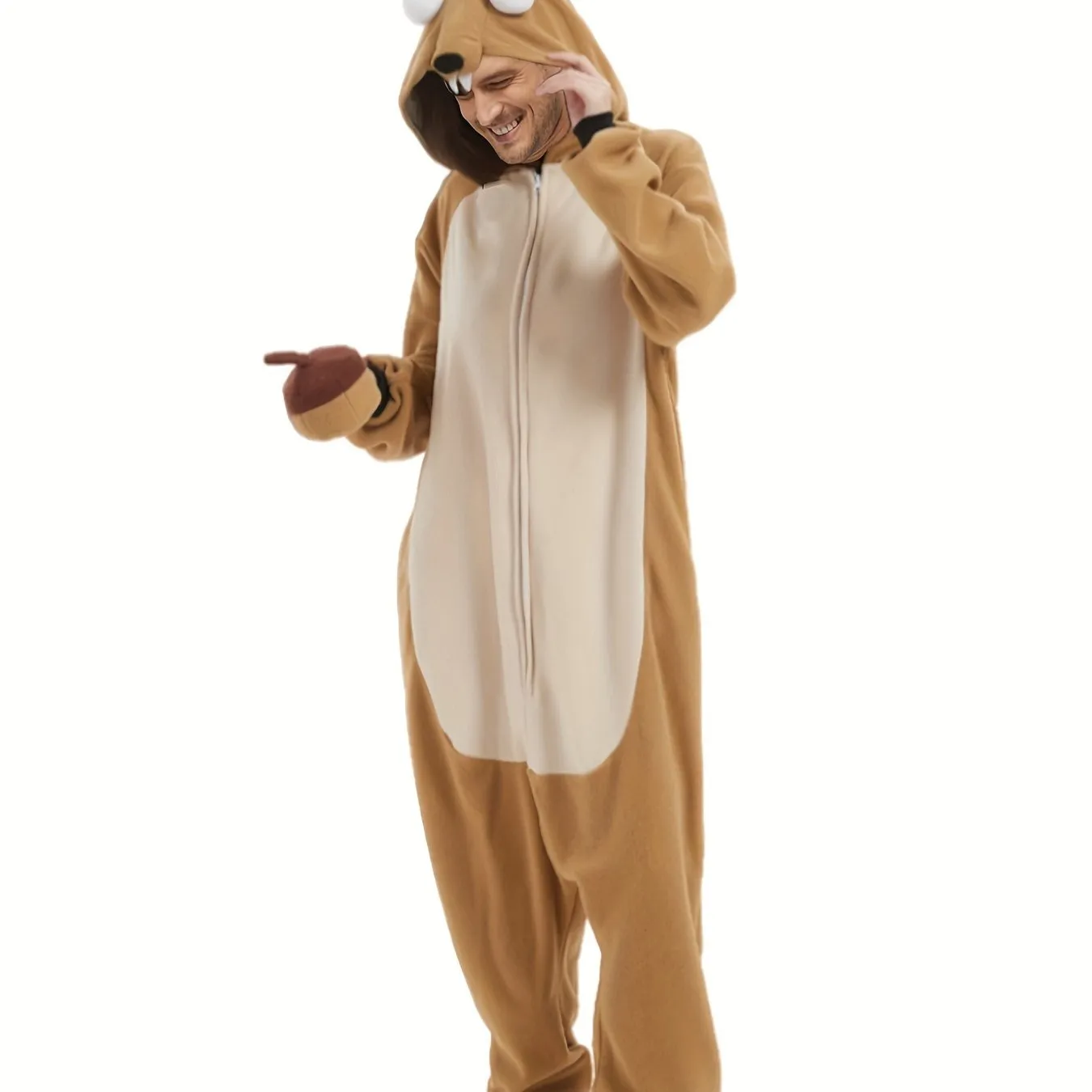 Men's Cartoon Kangaroo Hooded Blanket, Casual Soft Cozy Flannel Wearable Onesie Sleeping Bag Blanket, As Gifts, Party Performance Clothing