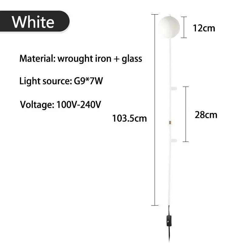 Modern Minimalist Milky White Glass Ball Long Arm Wall Lamp