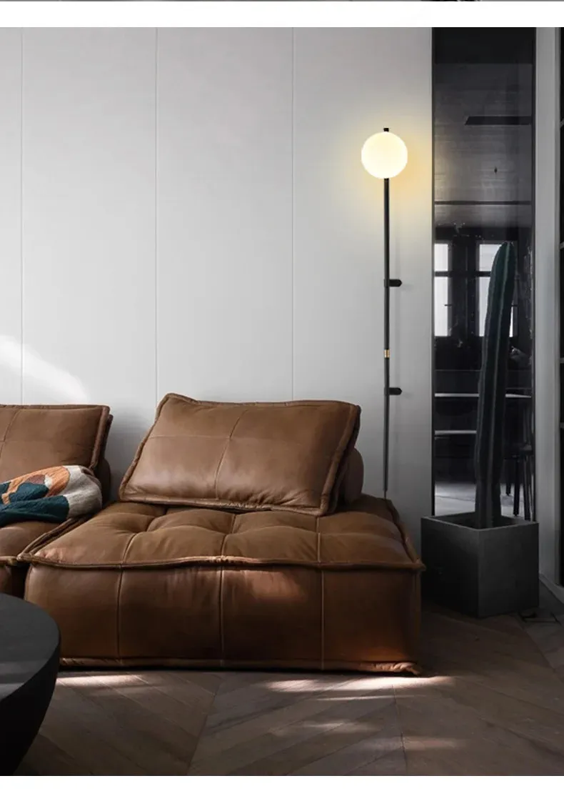 Modern Minimalist Milky White Glass Ball Long Arm Wall Lamp