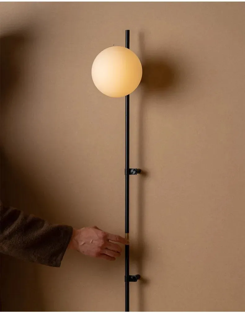 Modern Minimalist Milky White Glass Ball Long Arm Wall Lamp