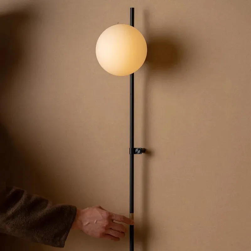 Modern Minimalist Milky White Glass Ball Long Arm Wall Lamp