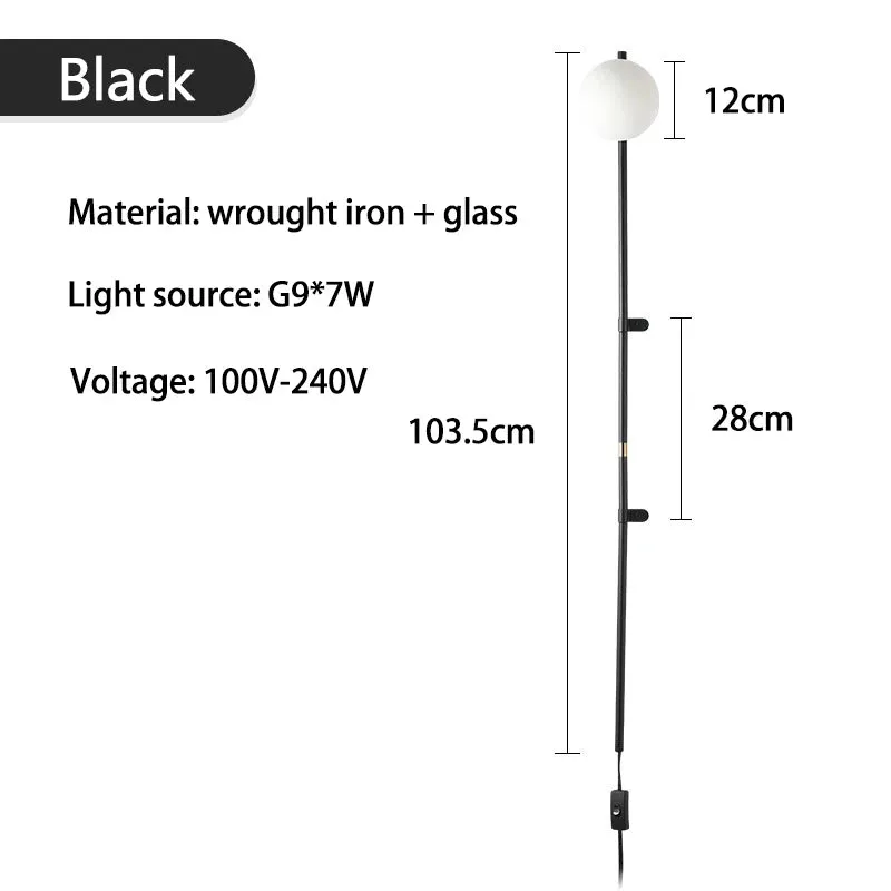 Modern Minimalist Milky White Glass Ball Long Arm Wall Lamp