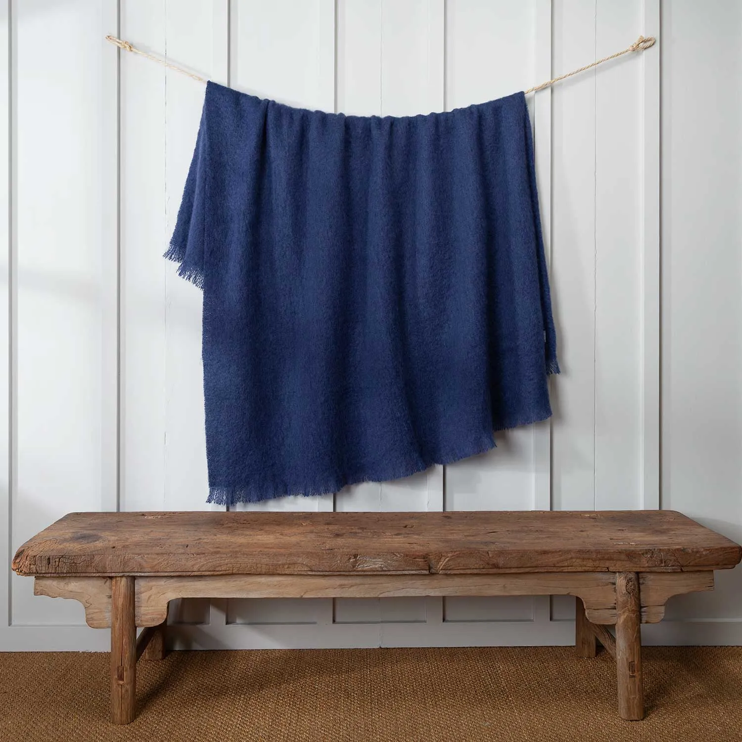 Mohair Throw Midnight Blue