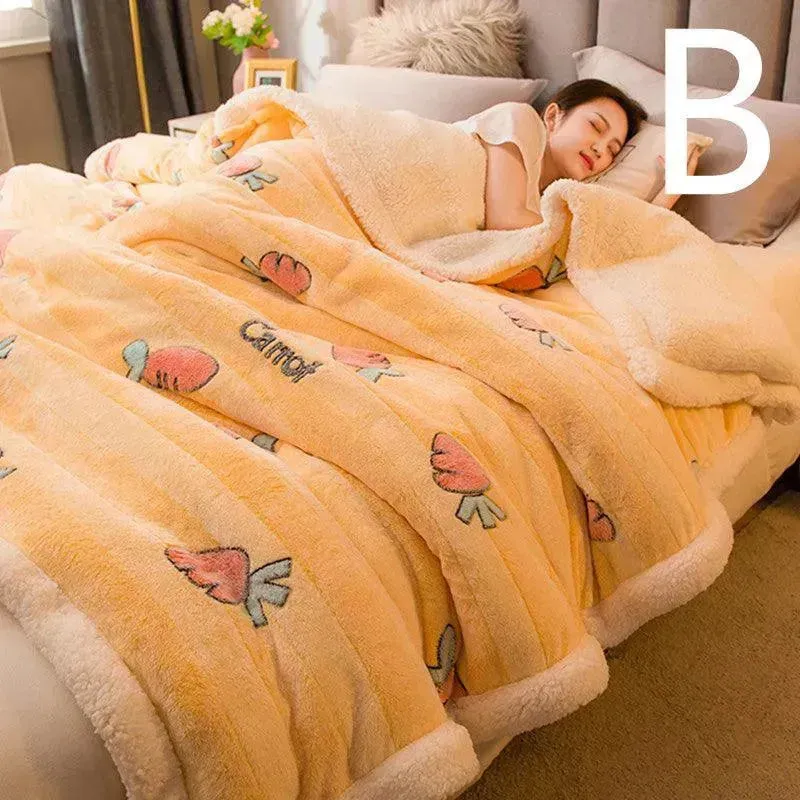 Multifunctional Warm Double-sided Plus Velvet Lamb Wool Blanket Quilt Cover