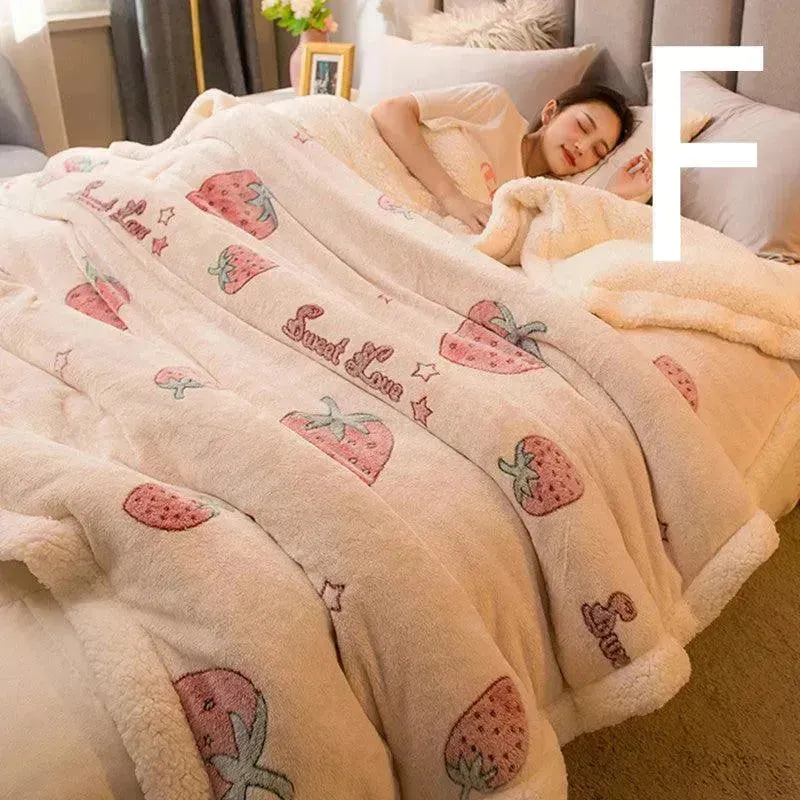 Multifunctional Warm Double-sided Plus Velvet Lamb Wool Blanket Quilt Cover