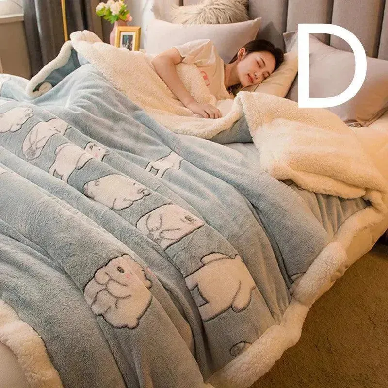 Multifunctional Warm Double-sided Plus Velvet Lamb Wool Blanket Quilt Cover