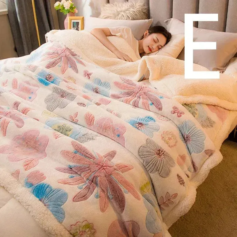 Multifunctional Warm Double-sided Plus Velvet Lamb Wool Blanket Quilt Cover