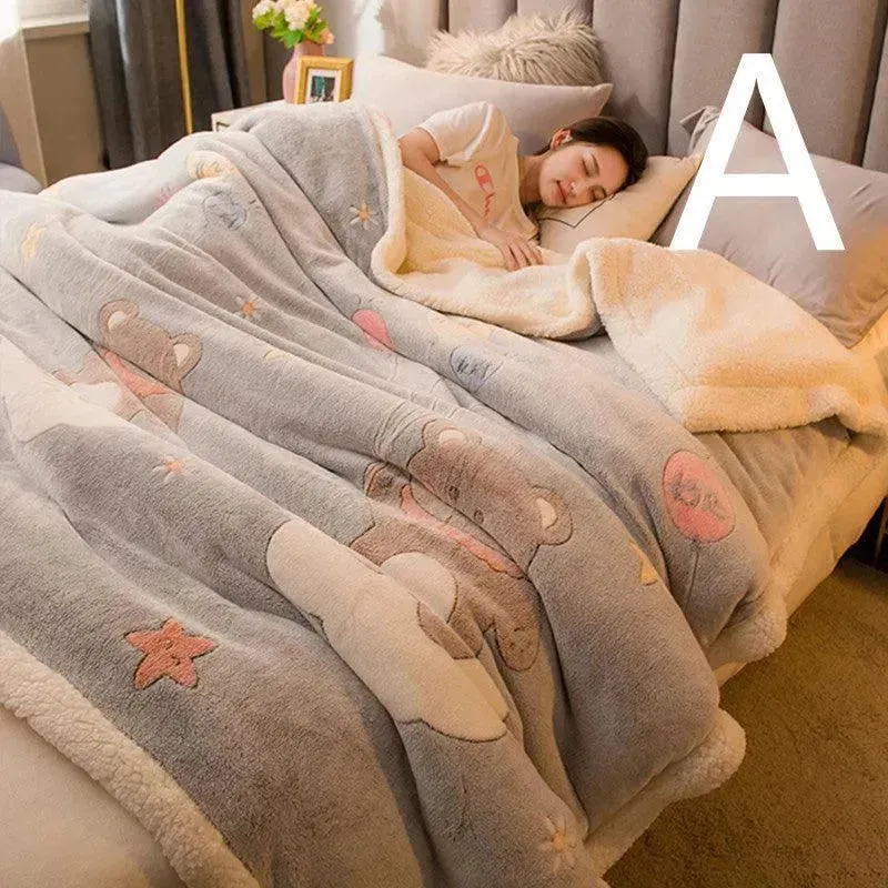 Multifunctional Warm Double-sided Plus Velvet Lamb Wool Blanket Quilt Cover
