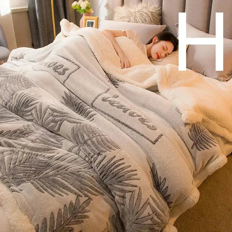 Multifunctional Warm Double-sided Plus Velvet Lamb Wool Blanket Quilt Cover
