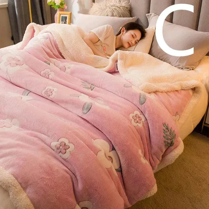 Multifunctional Warm Double-sided Plus Velvet Lamb Wool Blanket Quilt Cover