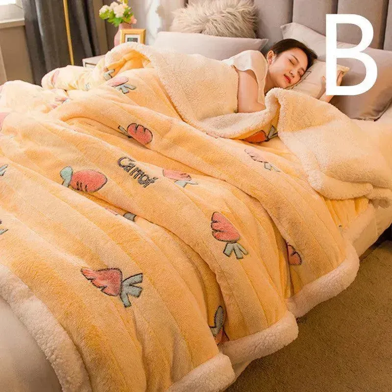 Multifunctional Warm Double-sided Plus Velvet Lamb Wool Blanket Quilt Cover