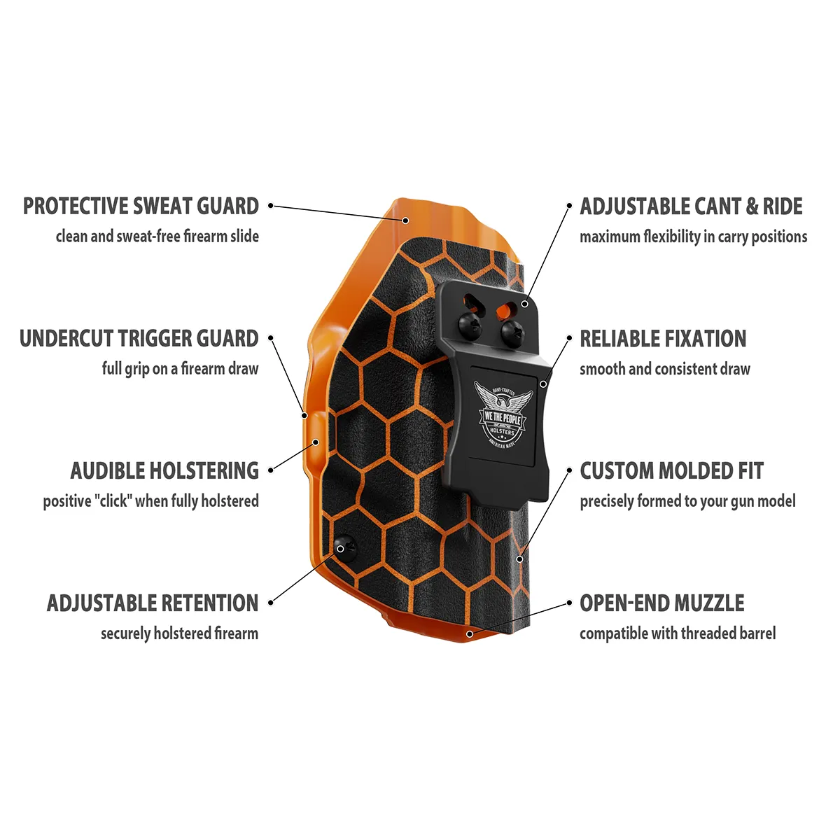 Orange Honeycomb Custom Printed Holster - IWB Kydex Holster