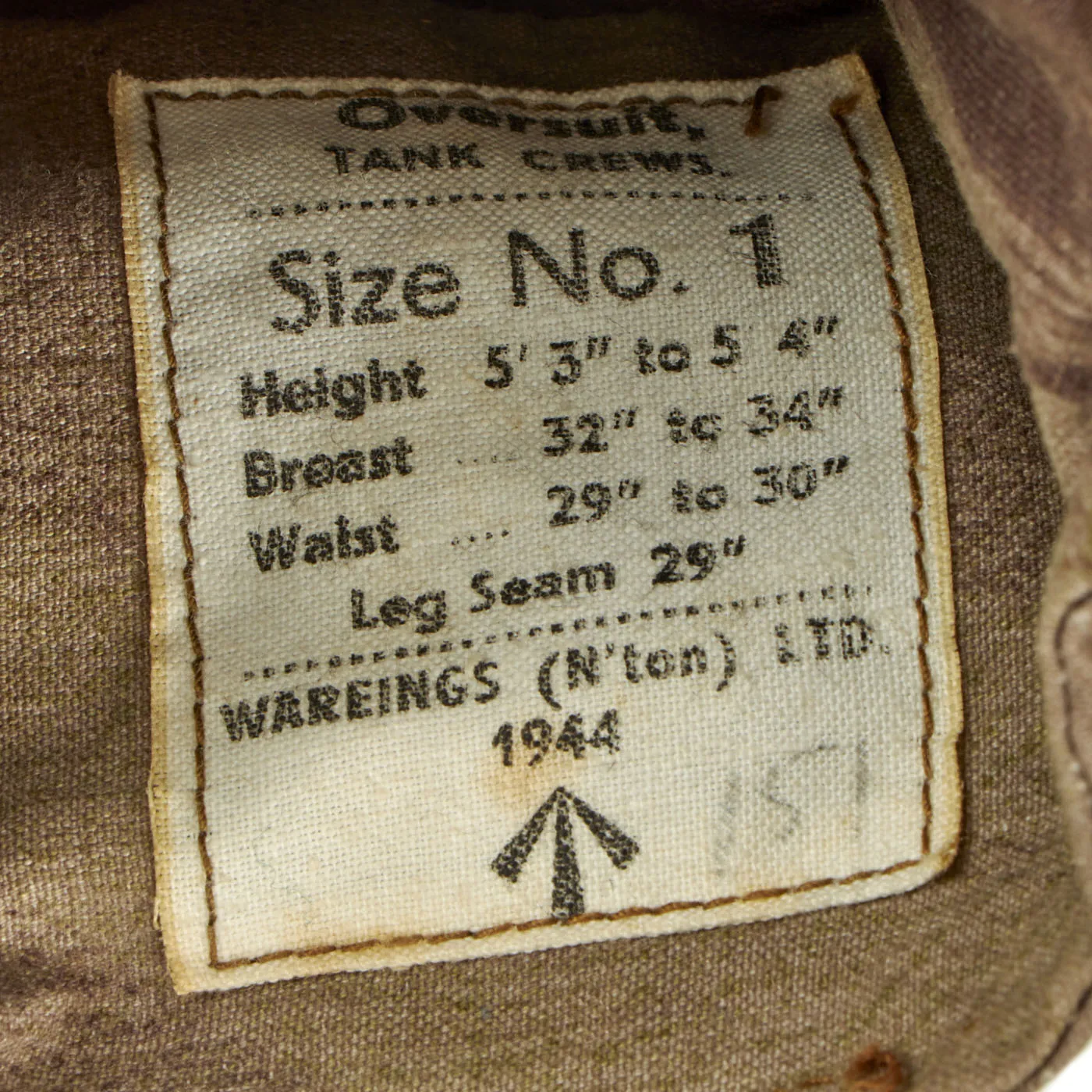 Original British WWII 1944 Dated Tank Crewman Denison Brushstroke Camouflage “Pixie Suit” Coveralls - MINT Condition