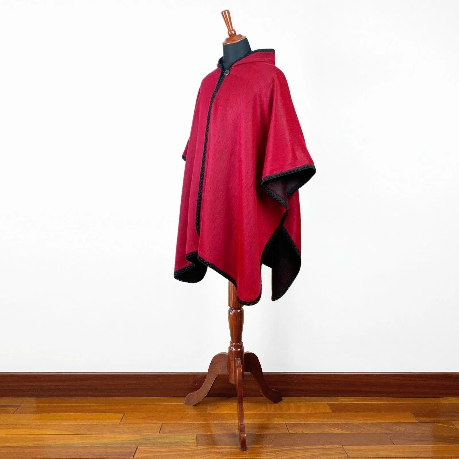 Paquisha - Lightweight Baby Alpaca Hooded Cape Poncho - Red - Unisex