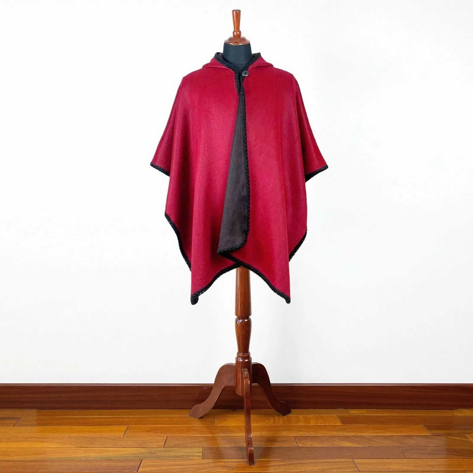 Paquisha - Lightweight Baby Alpaca Hooded Cape Poncho - Red - Unisex