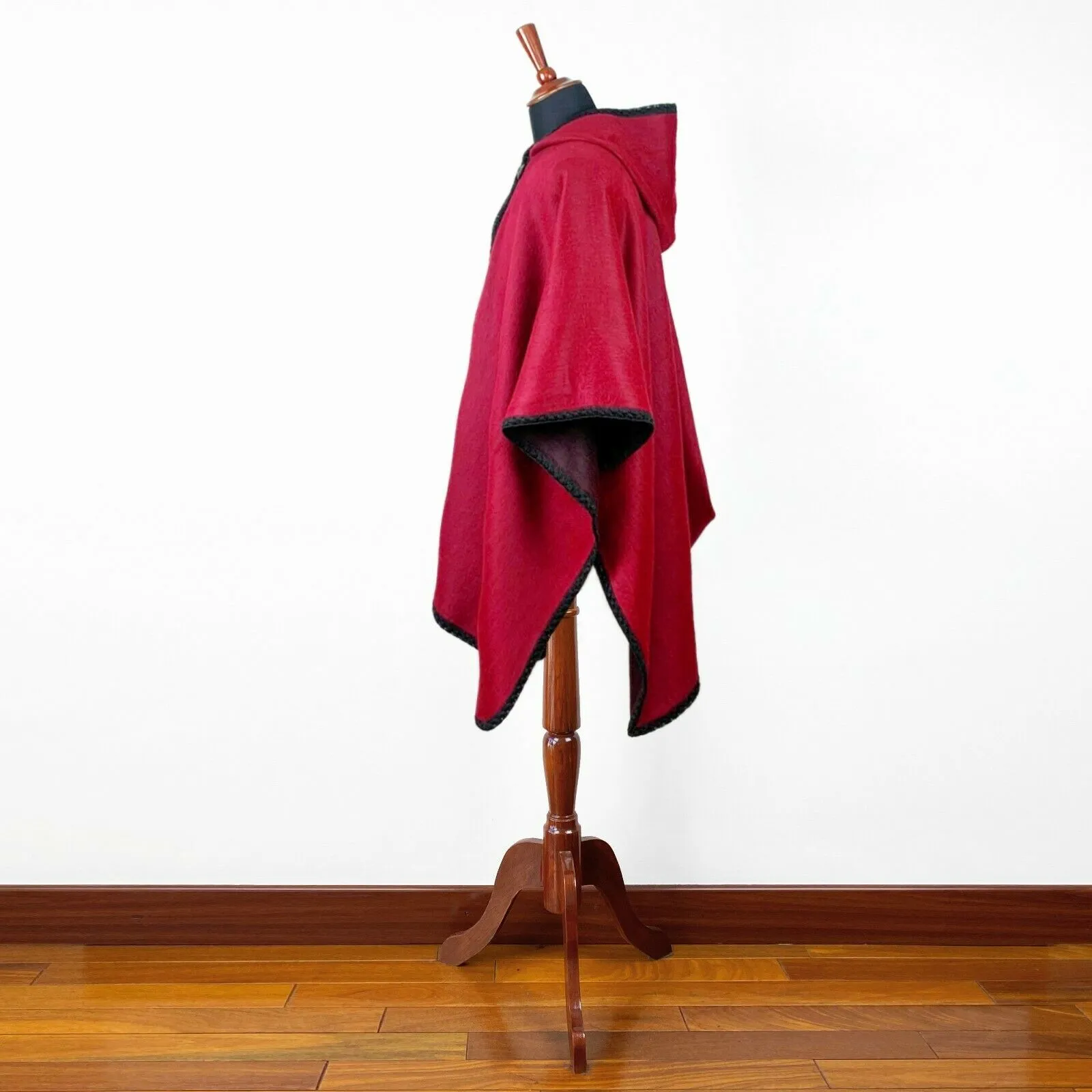 Paquisha - Lightweight Baby Alpaca Hooded Cape Poncho - Red - Unisex