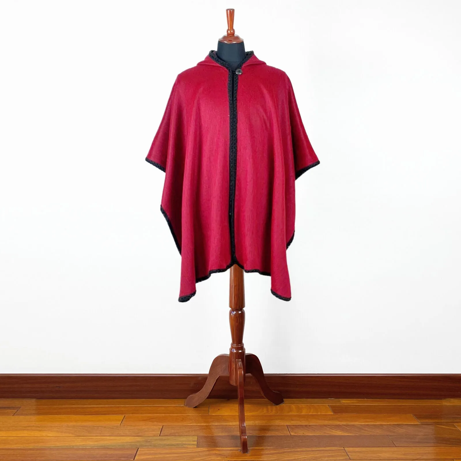 Paquisha - Lightweight Baby Alpaca Hooded Cape Poncho - Red - Unisex