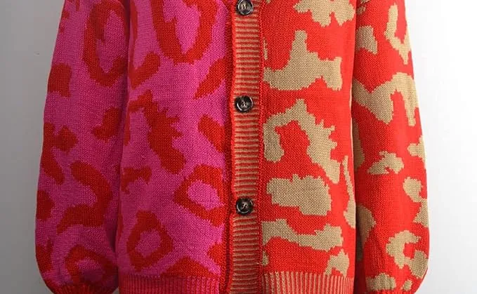 Pink Two Tone Leopard Cardigan