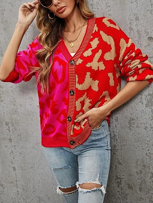 Pink Two Tone Leopard Cardigan