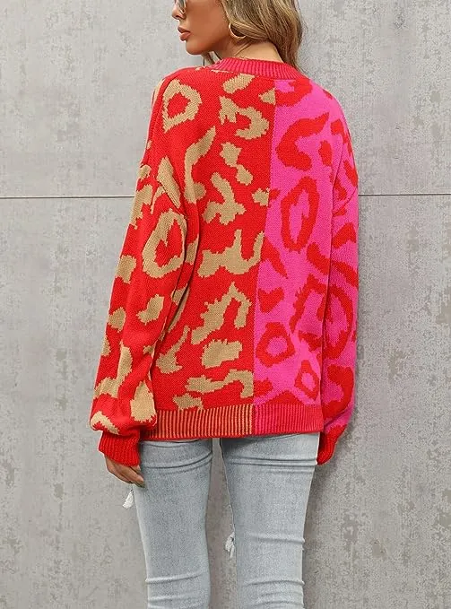 Pink Two Tone Leopard Cardigan