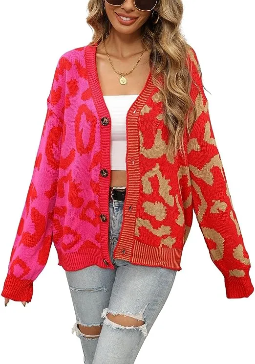 Pink Two Tone Leopard Cardigan