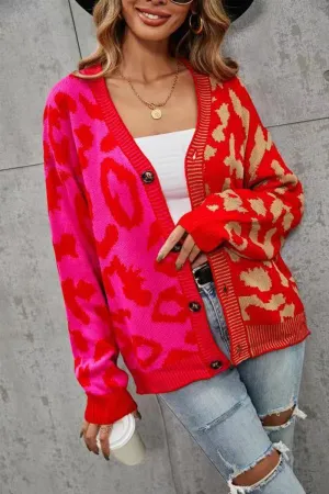 Pink Two Tone Leopard Cardigan