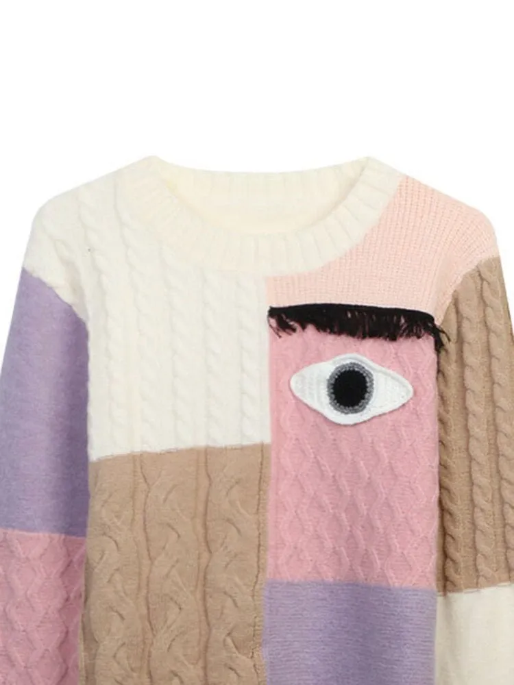 Pre Order:  Eye Patchwork Knitted Sweater