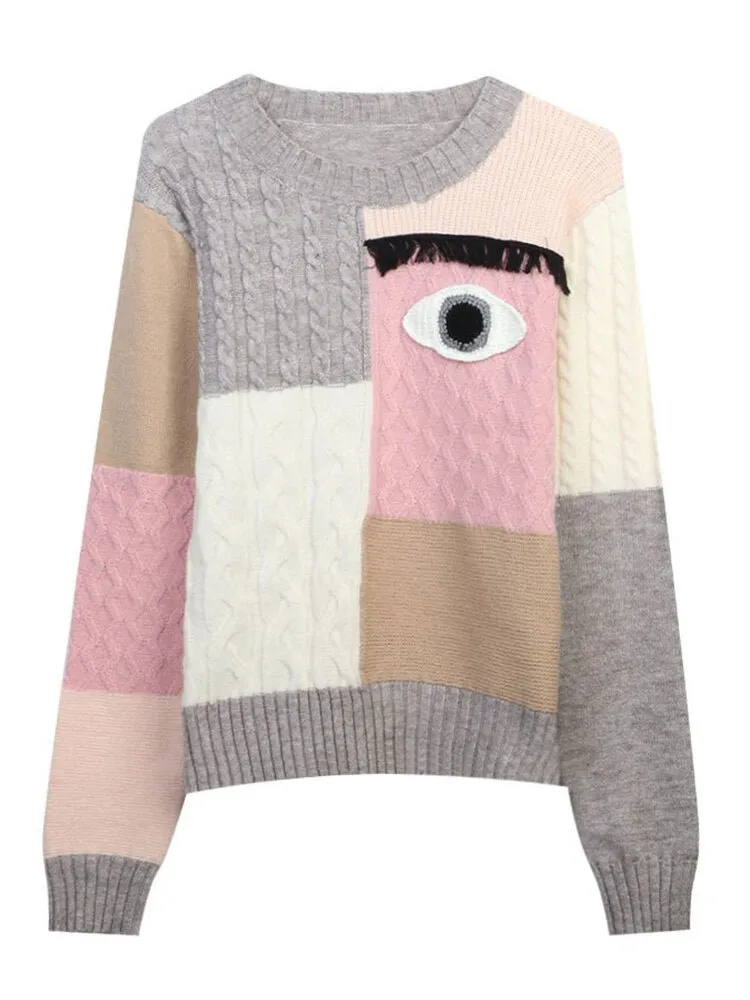 Pre Order:  Eye Patchwork Knitted Sweater