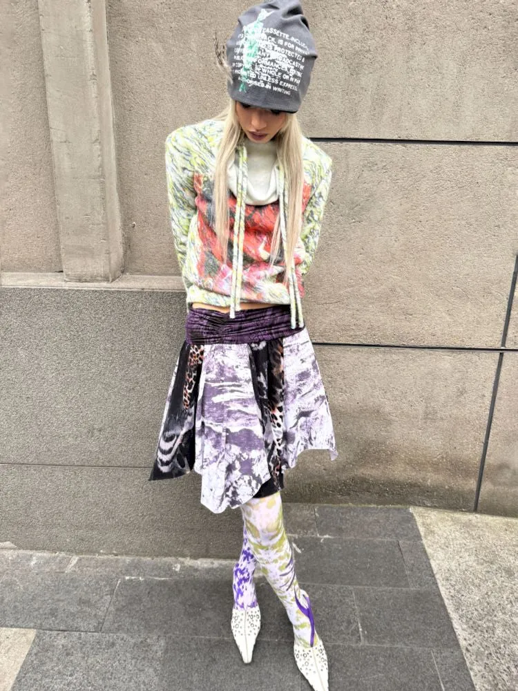 Printed Stacked Collar Drawstring Knit Sweater【s0000007656】