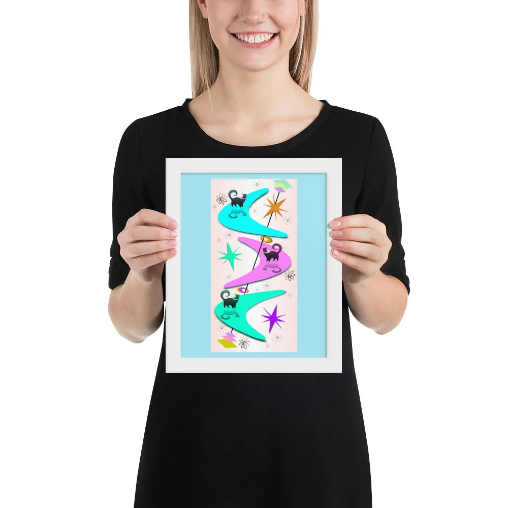 Retro Snobby Cats by John A. Conroy Framed poster