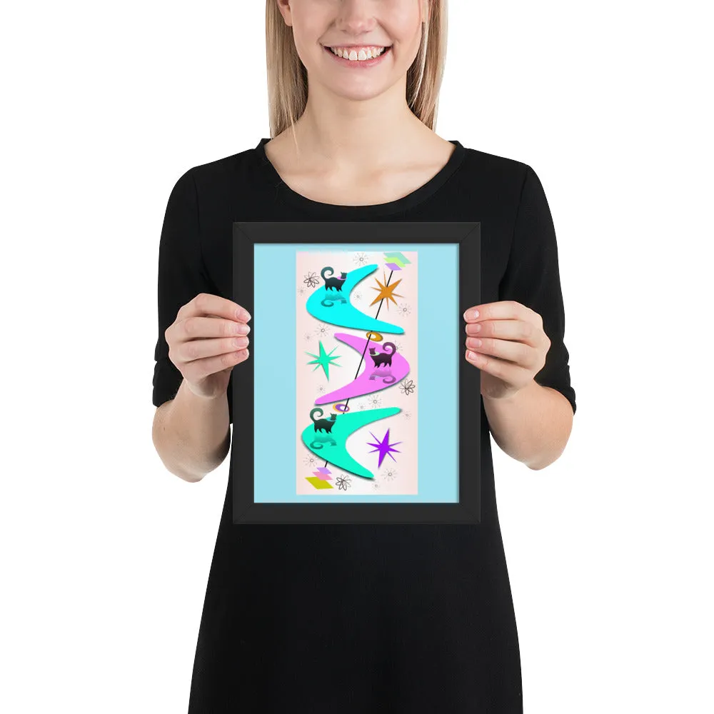 Retro Snobby Cats by John A. Conroy Framed poster