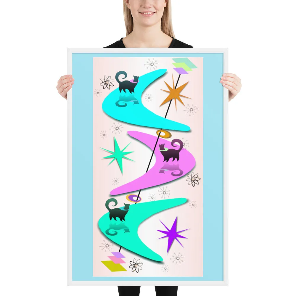 Retro Snobby Cats by John A. Conroy Framed poster