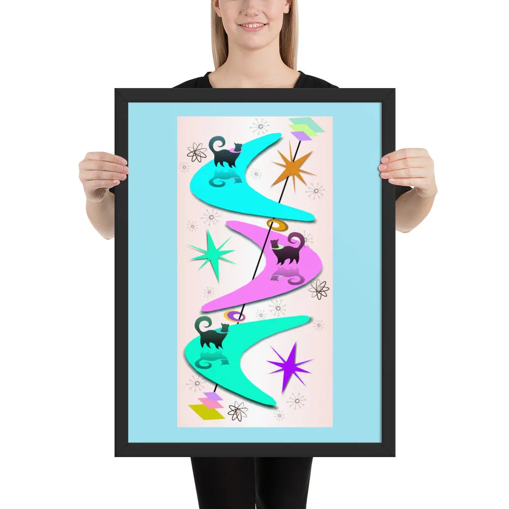 Retro Snobby Cats by John A. Conroy Framed poster